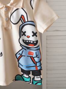 Young Boy Simple Casual Daily Short Sleeve Polo Shirt - Apricot - View 6