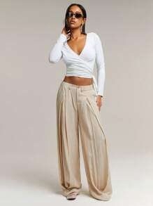 Athîral Women Plain White Color Long Sleeve Drawstring Casual Top - White - View 5