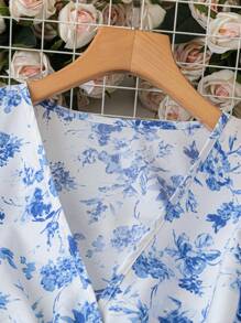 SHEIN LUNE Plus Size Casual Simple Fashionable Everyday Dress - Blue - View 3