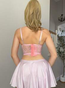 EgrlEra Áo hai dây ren hồng dành cho nữ có thể mặc như áo khoác ngoài - Hồng - Xem 2