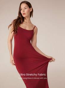 GLOWMODE 莫代尔鱼尾长款吊带裙可调节肩带日常休闲夏季连衣裙派对礼服长裙舞会礼服 - 紫紅色 - 查看 6