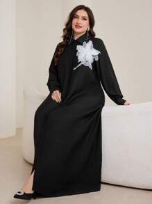 Graceveil Vestido casual holgado de manga larga, con cuello de camisa y estampado floral, en tallas grandes, transpirable y elegante para uso diario, de corte recatado