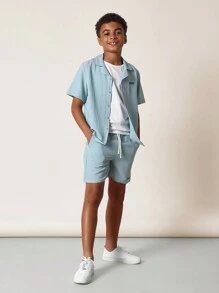 SUMWON Textured Summer Shorts Drawstring Wear Athletic Casual Beach Walking Vacation Daily Wear Comfortable Leisure Bottoms - Green - View 3