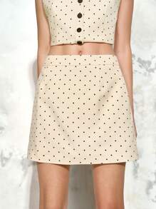 GENKIRA Women's Spring Summer Polka Dot Bodycon Mini Skirt - Apricot - View 6