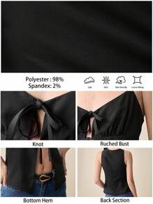 BizChic Blusa casual con cordones y volantes con correa desmontable para mujer, para oficina y uso diario, primavera/verano