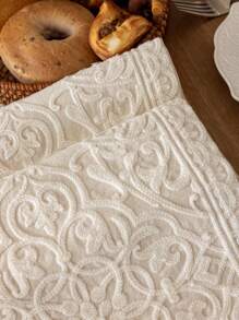 1 st rustik broderad bordslöpare med tofsar, dubbelt lager - perfekt för matdekor, höstdekor, rumsdekor