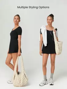 GLOWMODE Quilted Water-Resistant Carryall Shoulder Bag - Apricot - View 3