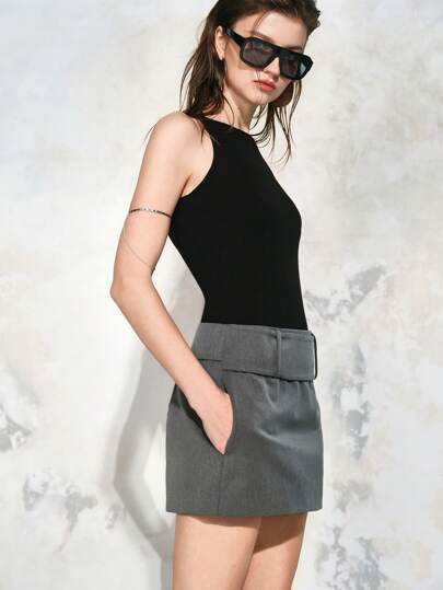 Chiquease Vestido casual simple y ajustado de 2 en 1 sin mangas para mujer