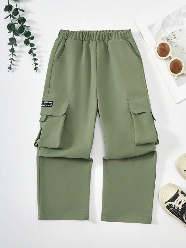 SHEIN Explorewe Young Boy Plain Casual Simple Everyday Pants