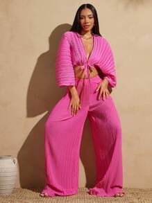 Vixey Pantalones anchos de pierna con pliegues de gasa transparente con shorts cortos, conjuntos de verano para mujeres, conjuntos de playa para mujeres, conjuntos de primavera para mujeres, ropa bohemia, vestido de playa para mujeres, ropa bohemia para mujeres