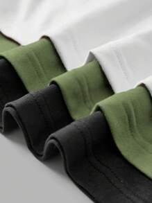 SHEIN BASICS Set de 3 bodys de mujer de manga larga con escote de corazón, unicolor y ajustado, de estilo casual - Verde militar - Ver 4