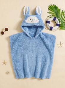 SHEIN Leap Crew Baby Boy Bear Ear Design Hooded Towel - Blue - View 1