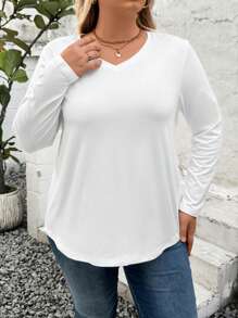 大码长袖 V 领 T 恤