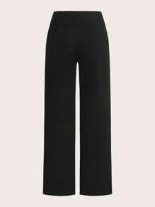 SHEIN EZwear 2 chiếc quần ống rộng cạp cao đơn giản cho nữ, thích hợp cho mùa hè - Nhiều màu - Xem 6