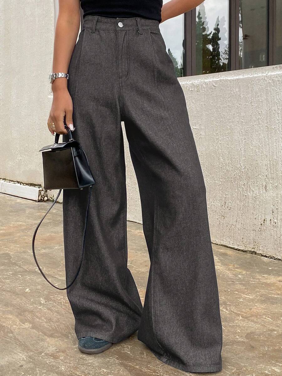 DAZY 女式宽松直筒牛仔裤，带口袋