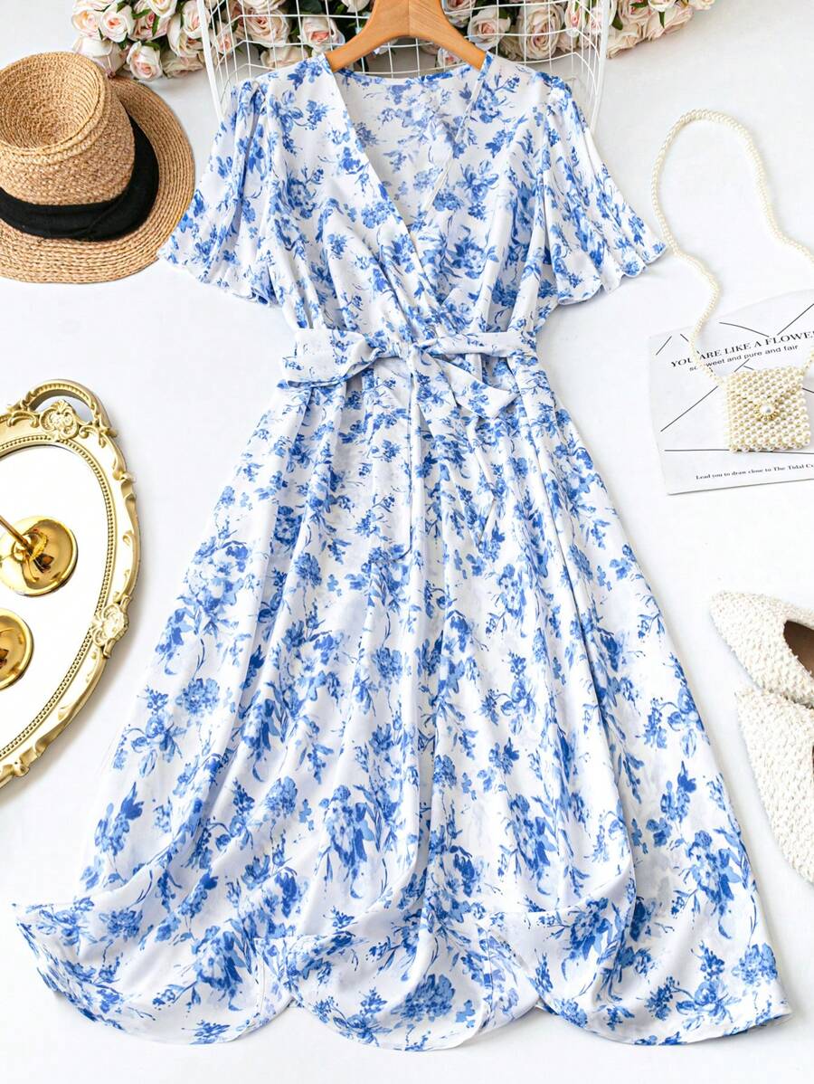 SHEIN LUNE Plus Size Casual Simple Fashionable Everyday Dress - Blue - View 1