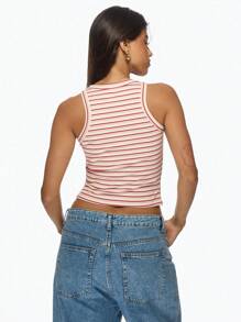 MISSGUIDED Geribbelde Racerback Tank Top Gestreept Zomer Crop Vest Basic Athletic Workout Casual Streetwear Y2K Mode