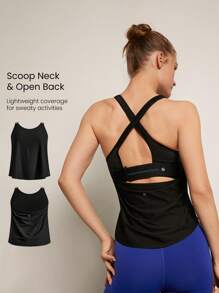 GLOWMODE 快干轻便可调节 X 带背心高强度跑步训练锻炼 - 黑色 - 查看 5