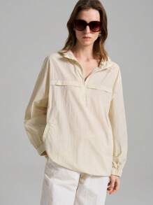 Ontre Vêtements de femme casual urbains et d'extérieur, combinaison de printemps 2025 casual avec capuche et protection solaire, beige avec capuche et poignets élastiques, design quotidien avec fermeture éclair, capuche et poignets élastiques