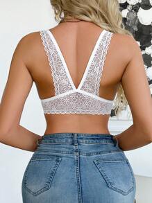 1pc Women Lace Wedding Front Closure Lingerie Bra - White - View 2