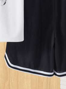 SHEIN 2pcs/Set Teen Boys Casual Short Sleeve T-Shirt & Shorts Set, Street Punk Rock Preppy Style Suitable For Everyday, Party, Music Festival, Spring & Summer, Sports - Multicolor - View 6