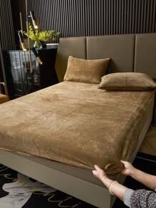 2/3 件咖啡棕色天鹅绒床笠套装温暖柔软纯色毛绒床笠套装特大号双人床尺寸，奢华超柔软舒适床单，带 11.8 英寸深口袋，适合秋冬和春季 1 件床笠 + 1/2 件枕套宿舍床上用品返校床上用品 - 咖啡棕 - 查看 6