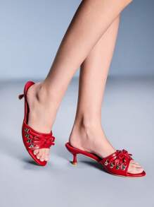 CUCCOO GRLICON Women's High Heel Sandals, Y2K Style, Punk Rock, Biker, Cool Girl, Suitable For Halloween, Christmas, Party - Red - View 3