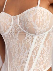 SHEIN X ELOISA & ORSON COSMINA Top elegante de mujer con tirantes de hueso de pescado en blanco, para primavera/verano