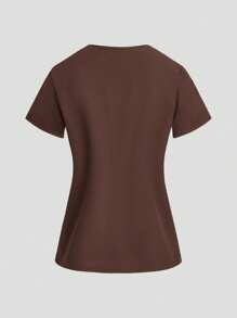 TaskEZ Zestaw mundurowy: Bluzka z krótkim rękawem i dekoltem w serek oraz proste spodnie codzienne ze ściągaczem, zestawy chirurgiczne