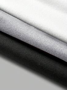 SHEIN BASICS Bộ 3 món đồ liền thân màu trơn đơn giản ôm vừa vặn tay dài cổ kim cương cho nữ - Màu Xám nhạt - Xem 5
