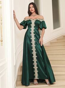 SHEIN Najma Women's Simple Fashion Casual Everyday Arabic Style Dress - Green - View 2