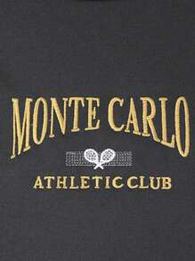 Men Embroidery Letter Pattern Sweatshirt, Long Sleeve Top