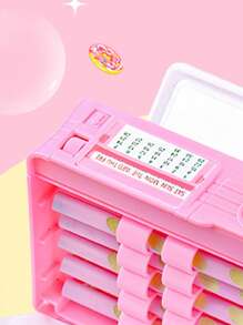 1 件卡通文具盒大容量铅笔盒带密码锁适合学生女孩返校、返校、学校用品