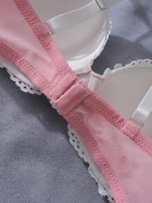 Dream Adore Color Block Lace Patchwork Underwire Padded Butterfly Decor Women Lingerie Bra, Kawaii
