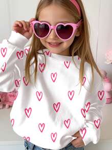 SHEIN Happikins Young Girls Casual Loose Fit Cozy Round Neck Long Sleeve Pullover Sweatshirt For Everyday Wear,In Fall/Winter - Multicolor - View 4