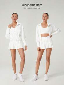 GLOWMODE VitalSwift Sweat-Wicking Quick-Dry Tennis Ribbed Cuffs Adjustable Hem Jacket Workout Running Training Tennis