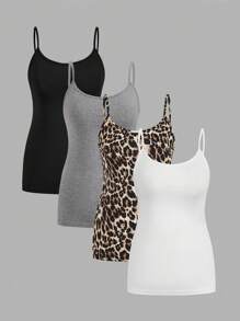SHEIN Essnce 4pcs/Set Plus Size Women Casual Versatile Camisole