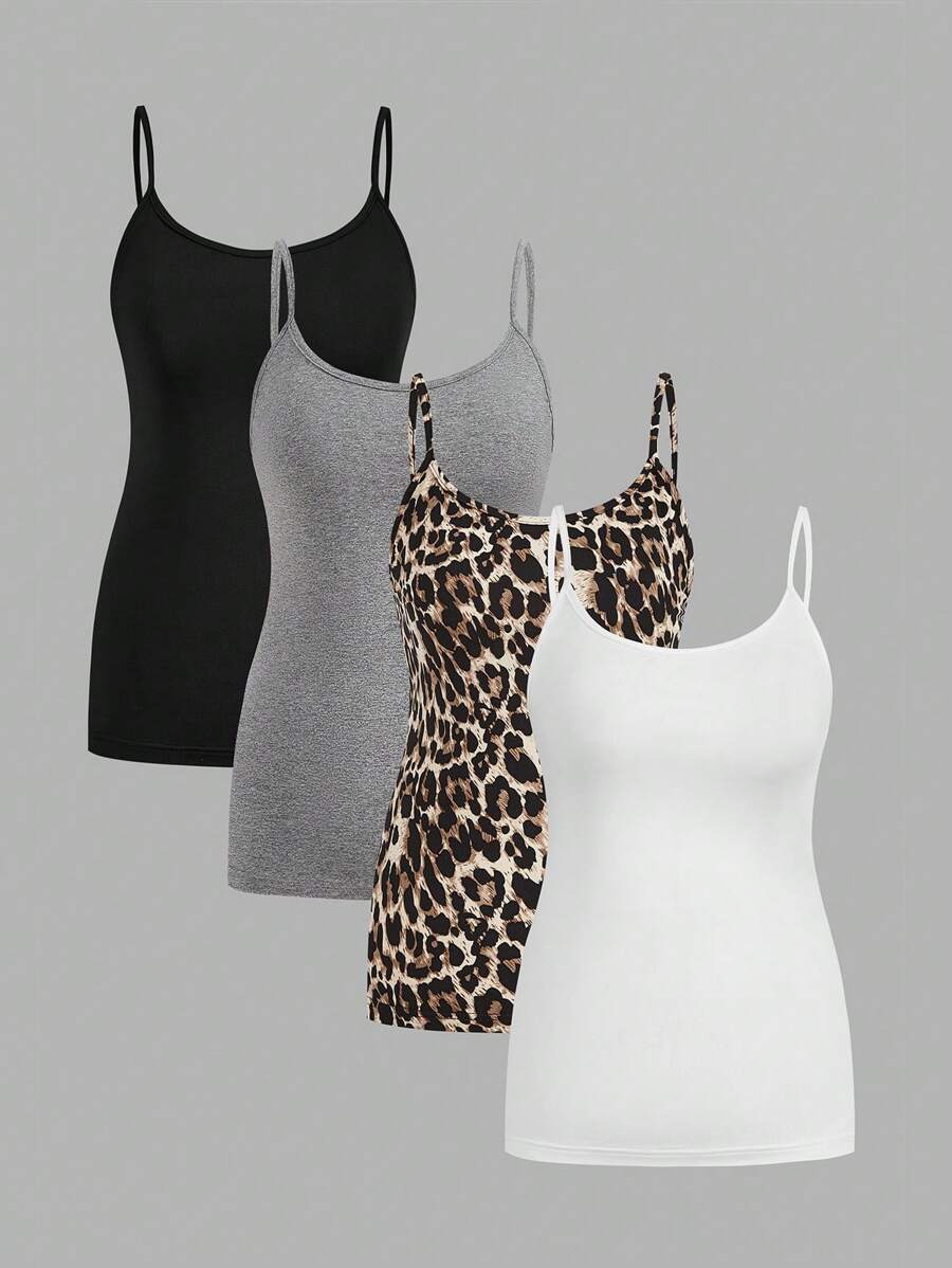 SHEIN Essnce 4pcs/Set Plus Size Women Casual Versatile Camisole