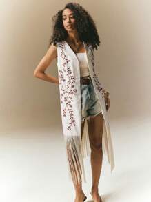 Poéselle Women's Sleeveless Fringe Hem Casual Blouse, Suitable For Leisure And Holiday