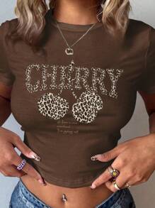 SHEIN EZwear 3 piezas Camiseta con gráfico de leopardo y letras - Multicolor - Ver 12