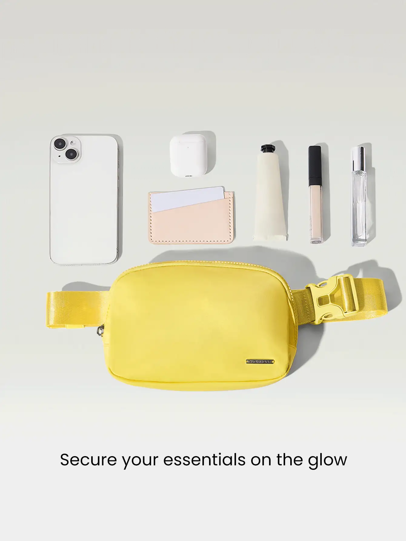 GLOWMODE 1L Zipper Everywhere Belt Bag Water Repellent Waist Crossbody Bags With Adjustable Strap - Mustard Yellow - View 2