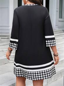 SHEIN LUNE 女士休闲圆领连衣裙，日常穿着的简约时尚波西米亚风夏季波西米亚风复古女士夏季服装春假狂欢服装节日春假服装