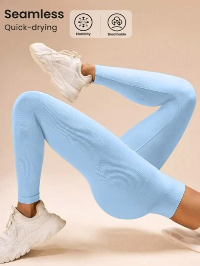 Sovereign Charm Minimalistiska enfärgade högmidjade sömlösa leggings yogabyxor för kvinnor