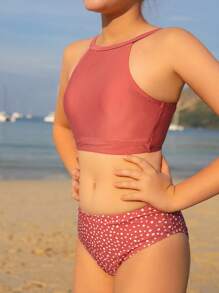 Tween Girl Random Print Tankini Swimwear - Multicolor - View 6