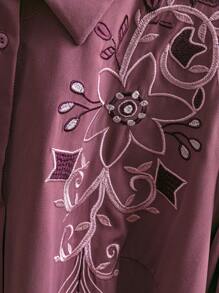 Al Najma ملابس علوية أنثوي طويل الأكمام بطبعات زهرية أحادي الصدر من طراز عربي مقاسات كبيرة