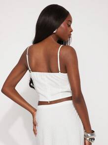 SHEIN Unity Cami Top Spring Asymmetrical Pinstripe Sleeveless Side Cutout Festival Summer Business Casual Office Siren Modest Bridal Dinner Prom Thanksgiving Christmas NYE New Years Eve For Women - White - View 2