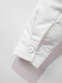 SHEIN 青少年男孩绅士装 2 件套：纯色衬衫和纯色裤子，配有领结和吊带，时尚适合生日派对、晚会、婚礼、洗礼、一岁生日 - 黑色 - 查看 5