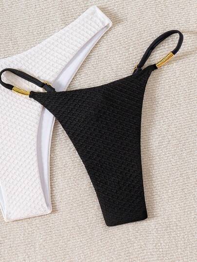 SHEIN Swim Bộ đồ bơi nữ 2 mảnh chất liệu vải dệt họa tiết phong cách Boho mùa hè, gồm quần bikini cạp cao và quần bikini dây mảnh, thích hợp cho bãi biển và kỳ nghỉ hè.