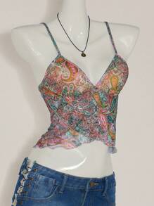 SHEIN ICON Y2k Spring Beach Boho Printed Camisole Western Wear Women Top, Simple Fashion Daily Casual - Multicolor - View 7