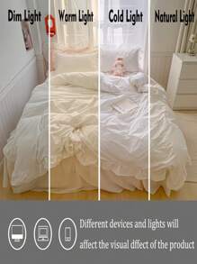 3件套柔软亲肤花朵蕾丝床上用品套装，1个羽绒被套和2个枕套，无填充物，可机洗 - 白色 - 查看 5